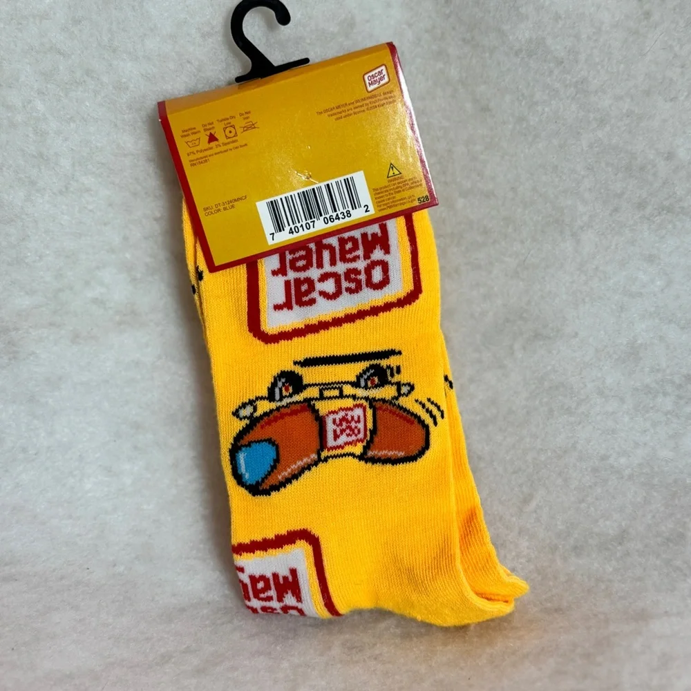 Oscar Meyer Crew Socks, yellow‎ & red with Weiner Mobile, NEW, Men's size 6-12